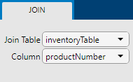的左边加入选项卡显示表的表inventoryTable选择和productNumber列列选择。