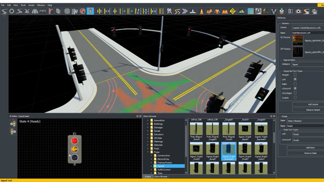 使用RoadRunner创建和编辑用于自动驾驶模拟的交通信号和信号定时阶段。