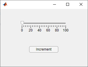 一个带有值为1的滑块组件的UI图形窗口，以及在滑块下方带有文本“Increment”的按钮。