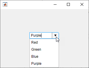 带有标签和下拉菜单的UI图形窗口。下拉值为“Purple”，项目包含“Purple”作为选项。