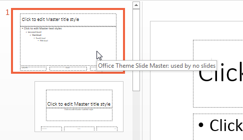 工具提示显示“Office主题幻灯片管理器:不使用幻灯片”。