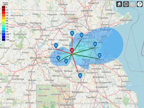 可视化天线覆盖地图和通讯unication Links