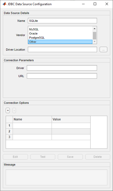 JDBC数据源配置对话框中,选择其他供应商